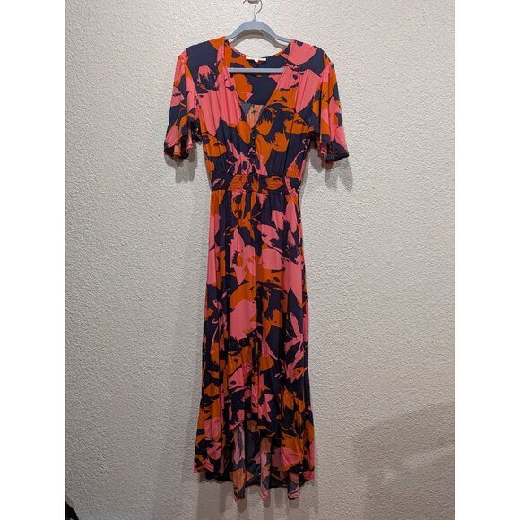 Anthropologie Abel The Label Clare Floral High Low Dress  Size Small Blue Orange - Picture 2 of 13